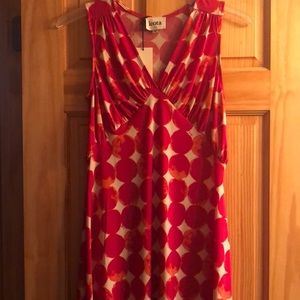 Pink white and orange A-line dress